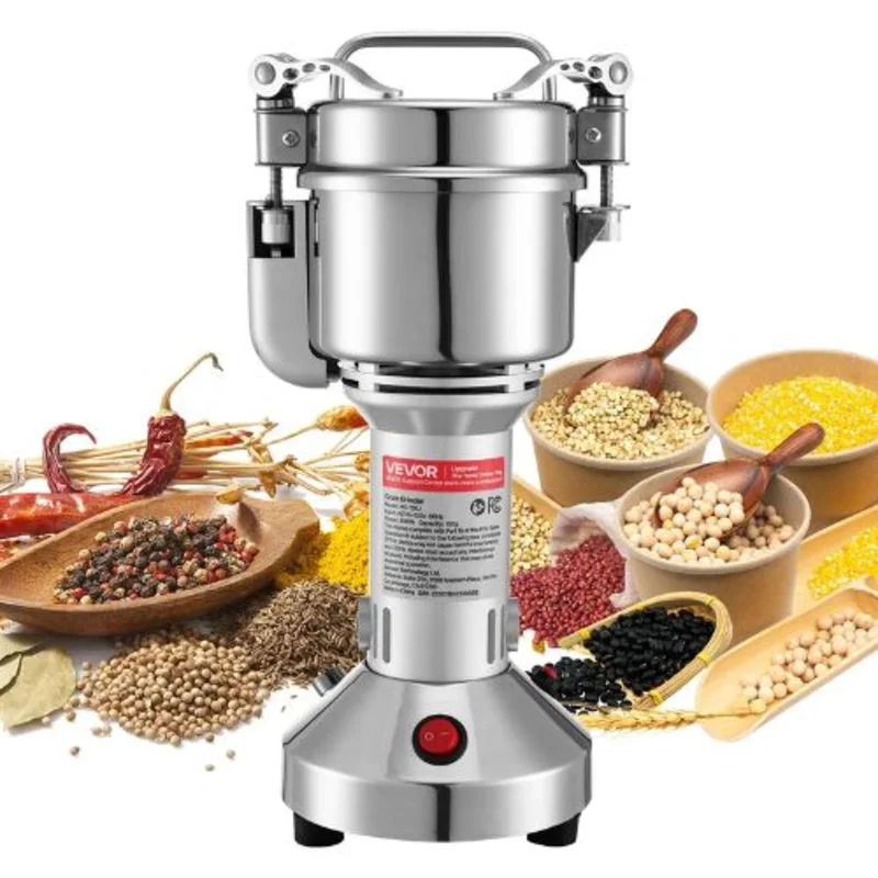 0.3 lbs 850W High-Speed Electric Grain & Spice Grinder Stainless Steel Straight Type Pulverizer for Dry Ingredients