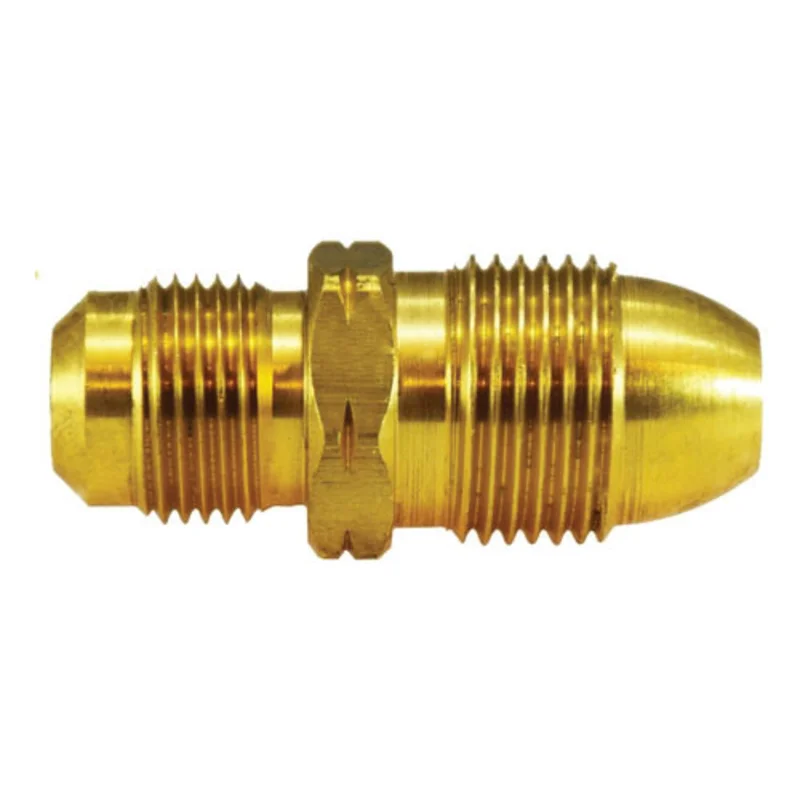 0.88-14 LH POL 3/8 Inch Flared Adapter Fitting Brass 34041