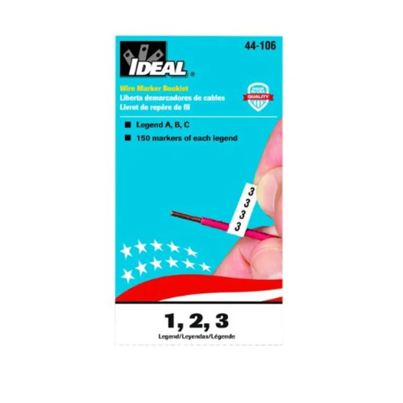 1-1/2 in L x 1/4 in W Pre-Printed Wire Marker Booklet 44-106