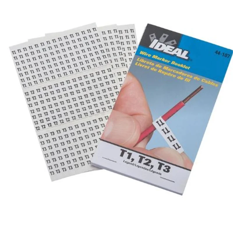 1-1/2 in L x 1/4 in W Pre-Printed Wire Marker Booklet Black 44-107