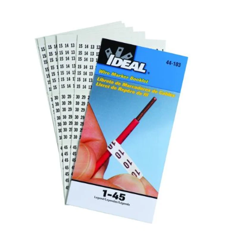1-1/2 in L x 1/4 in W Pre-Printed Wire Marker Booklet Black/White 44-103