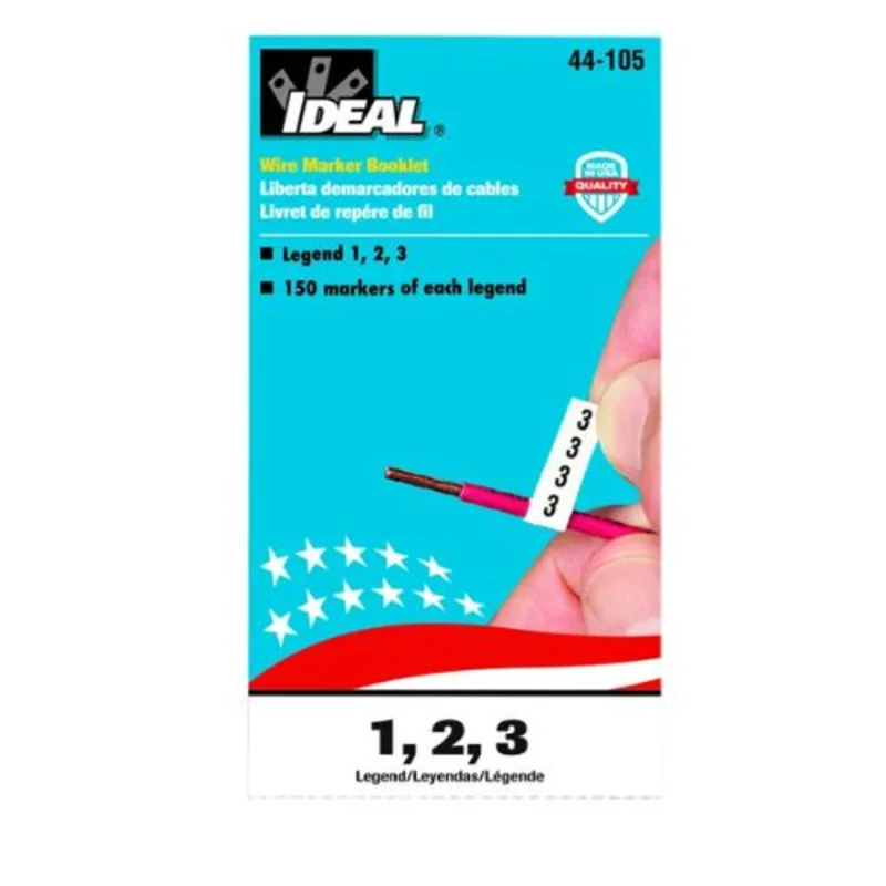 1-1/2 in L x 1/4 in W Pre-Printed Wire Marker Booklet Plastic Cloth 44-105