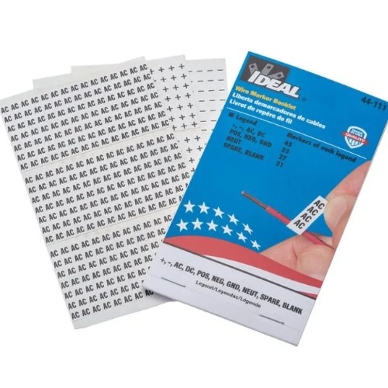 1-1/2 in L x 1/4 in W Pre-Printed Wire Marker Booklet Plastic Cloth Non-smear black 44-111