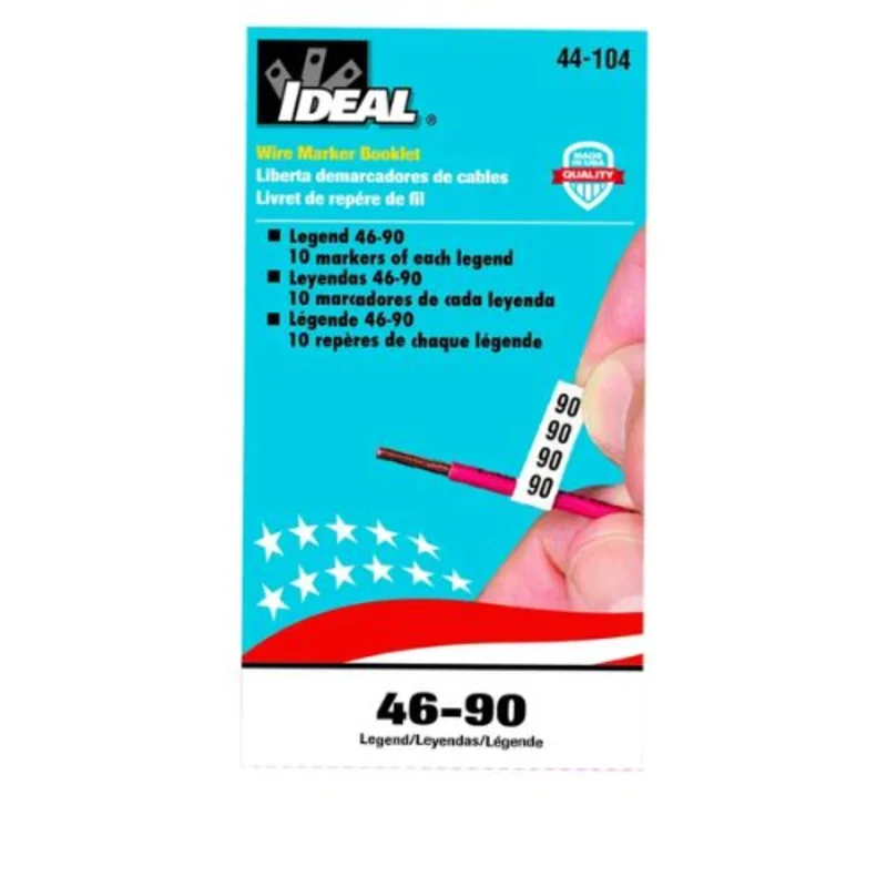 1-1/2 in L x 1/4 in W Pre-Printed Wire Marker Booklet Plastic Impregnated Cloth 44-104