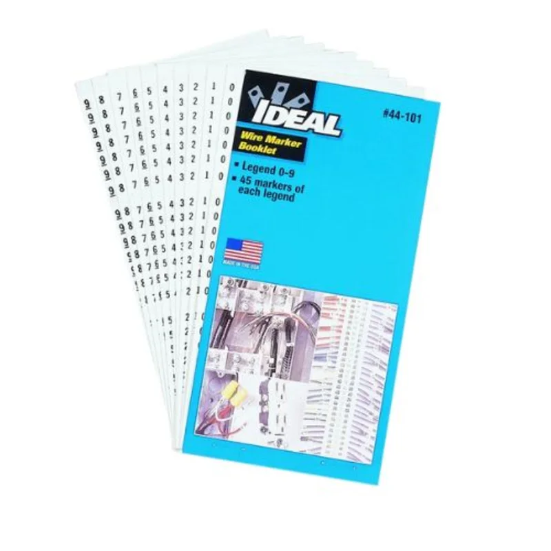 1-1/2 in L x 1/4 in W Self-Stick Wire Marker Booklet Black 44-101