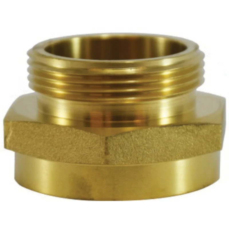 1-1/2 Inch NPSH x NST Female to Male Fire Hose Hex Adapter Brass 444024