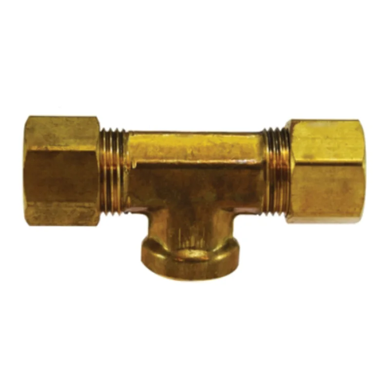 1/2 Inch Compression 1/2 Inch 1/8 Inch FNPTF Branch Tee Brass 18326