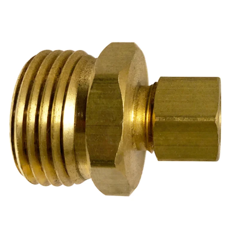 1/2 Inch Compression 3/4 Inch Male Garden Hose No Swivel Straight Adapter Brass 30137