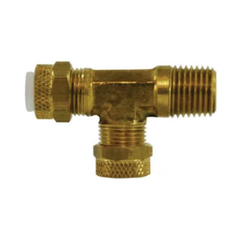 1/2 Inch Tube OD 1/2 Inch 3/8 Inch MNPTF Aluminum and Copper Tubing Run Tee Brass 20314