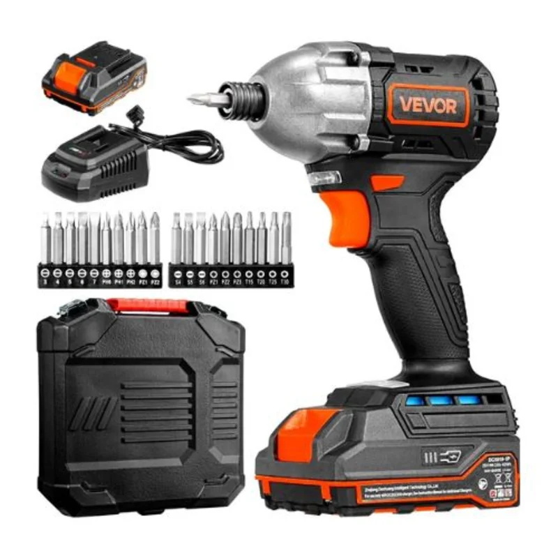 1/4 Inch 20 V Brushless Motor Electric Cordless Impact Driver Kit with Battery and Charger