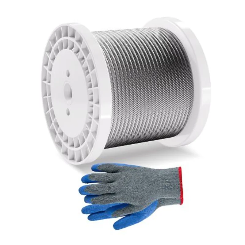 1/4 Inch 7x19 Strand Carbon Steel Braided Aircraft Cable 250FT With Gloves