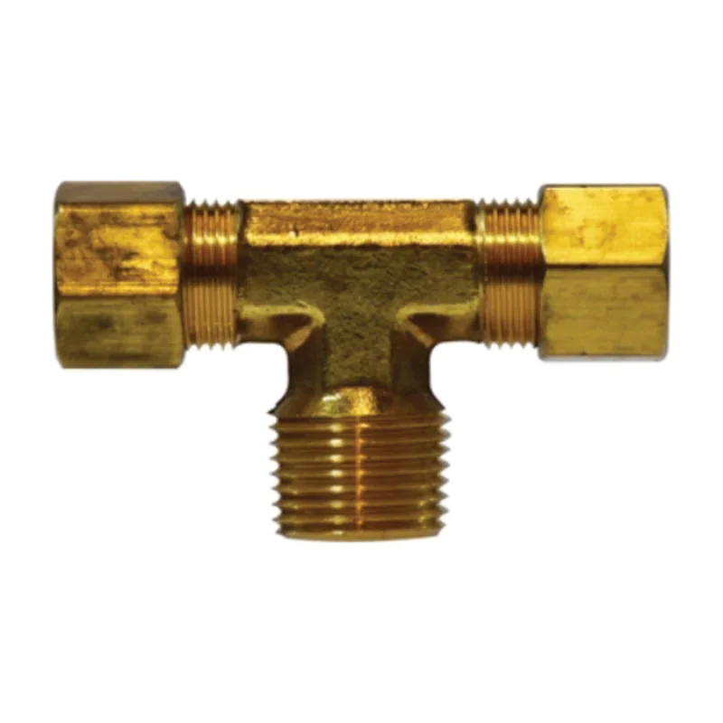 1/4 Inch Compression 1/4 Inch 1/4 Inch MPT Branch Tee Brass 00072-0404