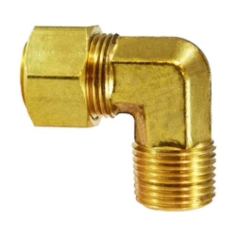 1/4 Inch Compression 1/4 Inch NPTF Captive Sleeve Male 90-deg Elbow Brass 26225