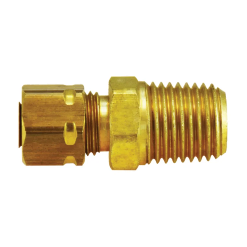 1/4 Inch Compression 1/4 Inch NPTF Captive Sleeve Male Adapter Brass 26180L