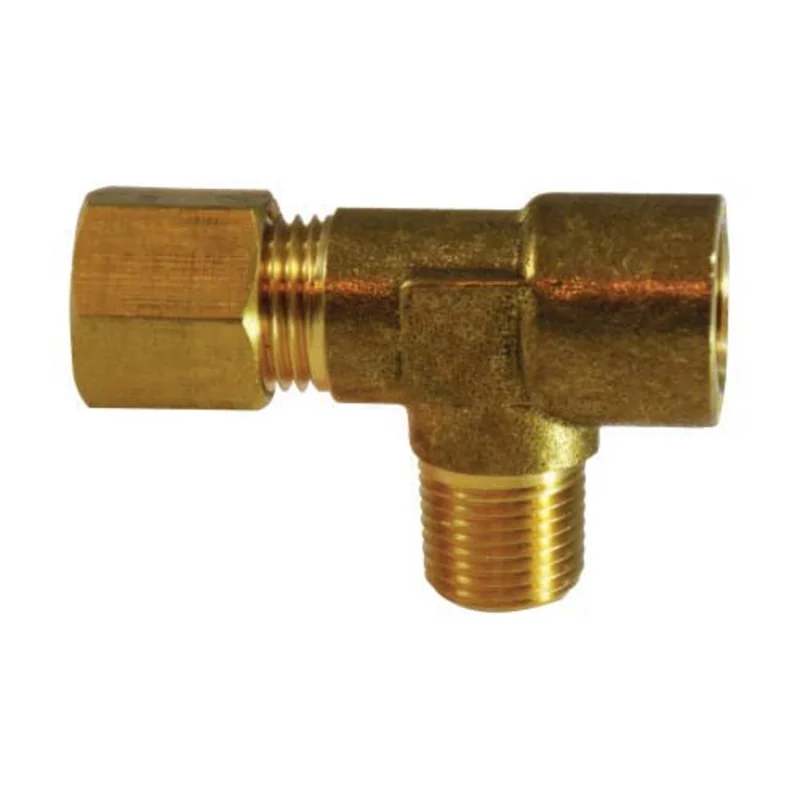 1/4 Inch Compression 1/8 Inch Female NPTF 1/8 Inch Male NPTF Tee Brass 18307