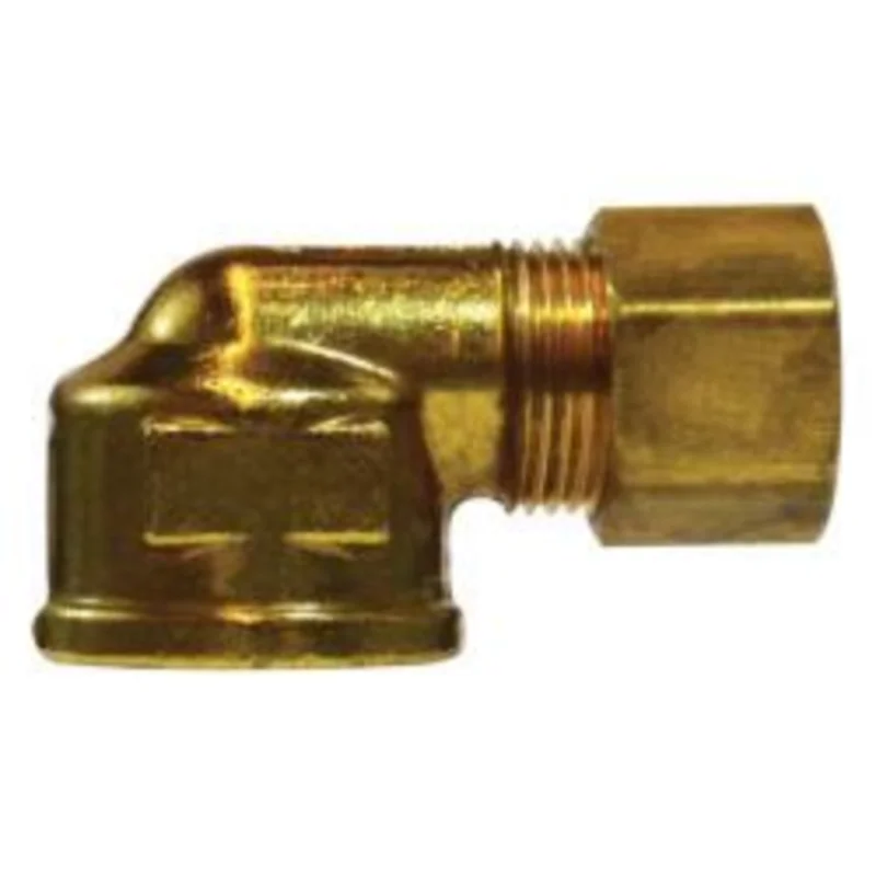 1/4 Inch Compression 3/8 Inch Thermoplastic Tubing Elbow FNPTF Brass 18267