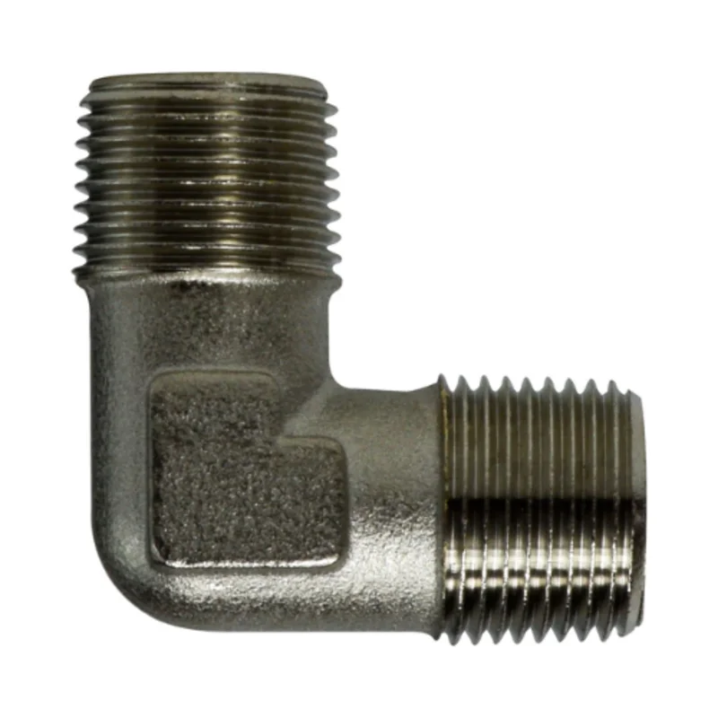 1/4 Inch Male BSPT 1/4 Inch Male BSPT Male Union Elbow Nickel-Plated Brass 28906