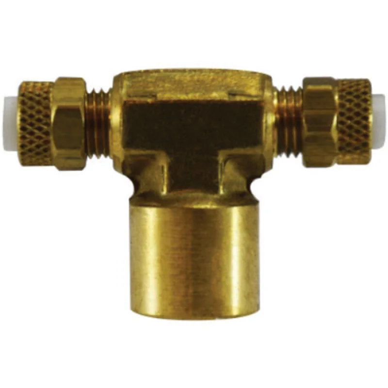 1/4 Inch Tube OD 1/4 Inch 1/4 Inch FNPT Aluminum and Copper Tubing Branch Tee Brass 20328