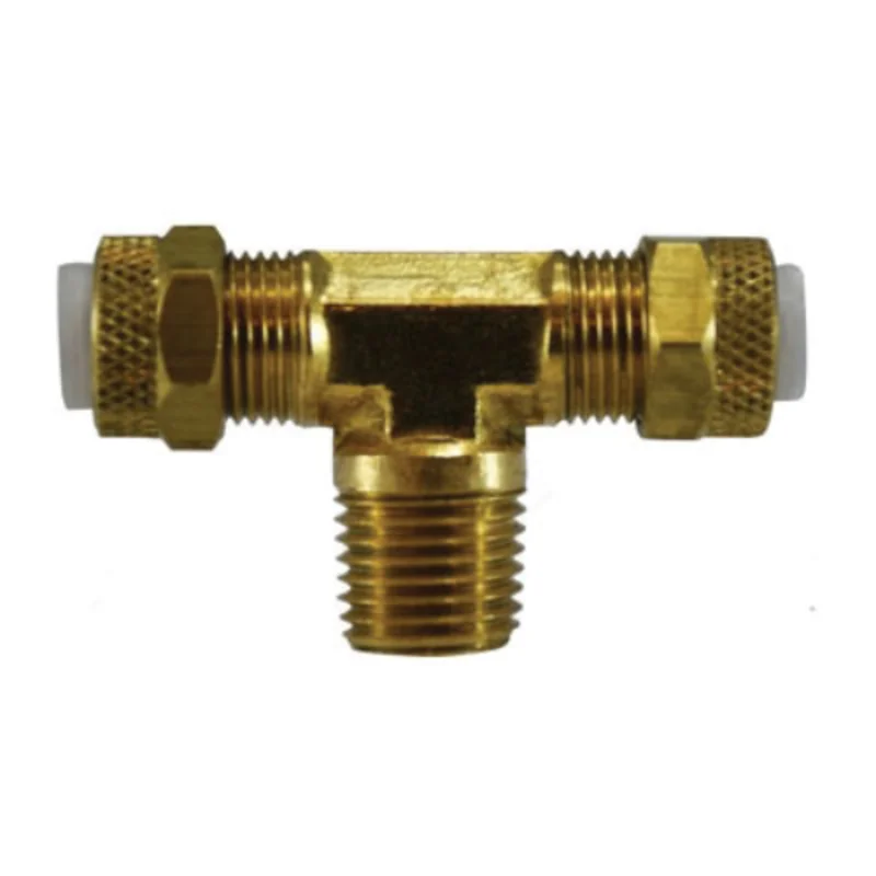 1/4 Inch Tube OD 1/4 Inch 1/8 Inch MNPTF Branch Tee Brass 20319