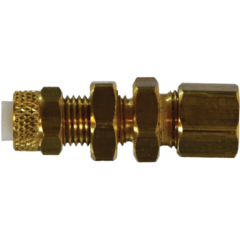 1/4 Inch Tube OD 1/4 Inch Compression Bulkhead Union Brass 20333