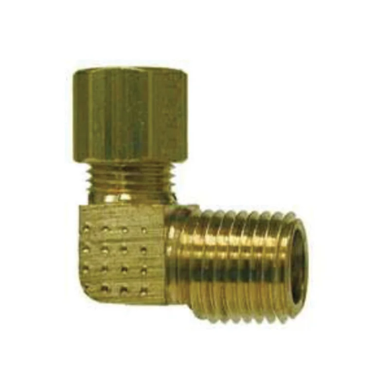 1/4 Inch Tube OD 1/4 Inch Male NPTF Barstock Elbow Brass 18225B