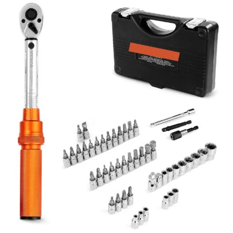 1/4In Adjustable Torque Wrench Set with Adapters Extension Rod HG-14050