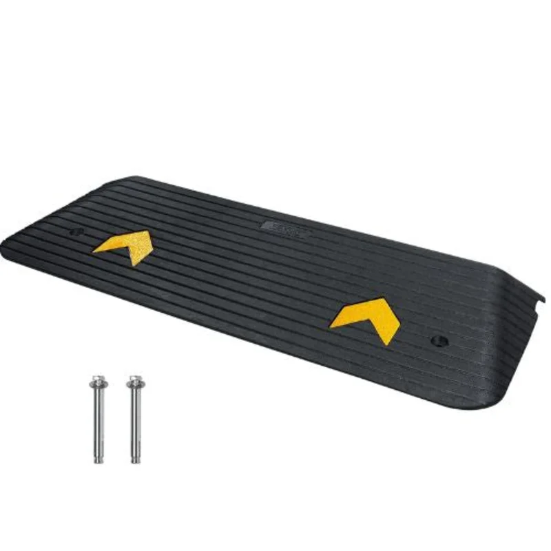 1.5 Inch Upgraded Rubber Threshold Ramp Natural Curb Ramp Rated for Wheelchair and Scooter