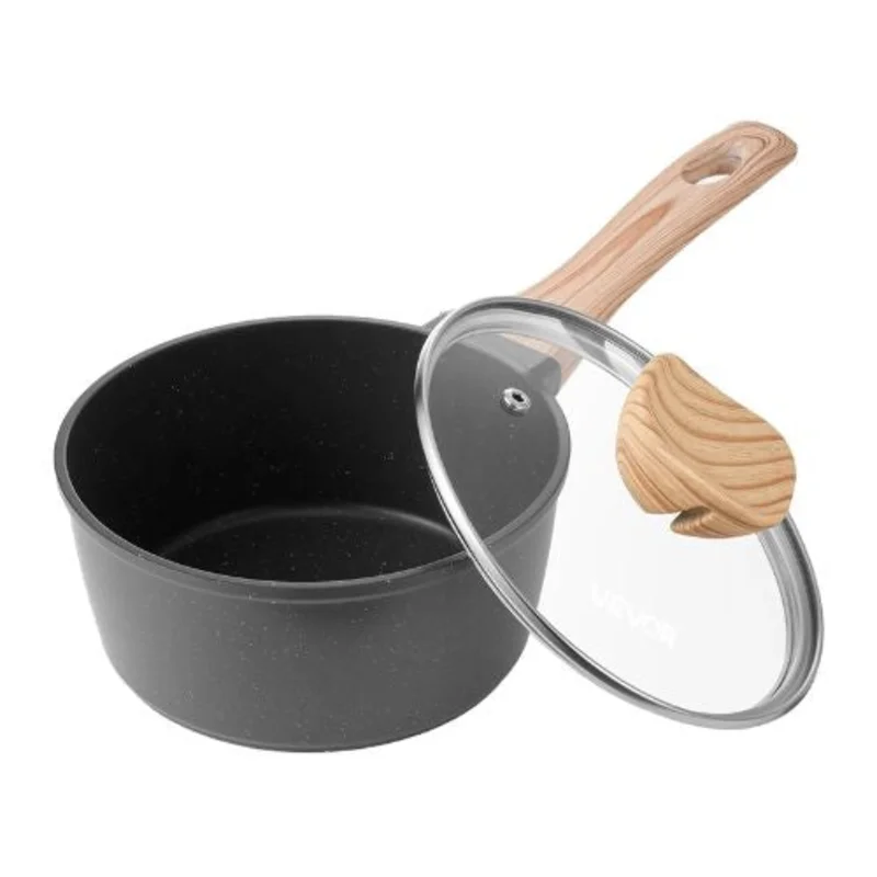 1.5 QT White Saucepan Nonstick Saucepan with Tempered Glass Lid for Kitchen