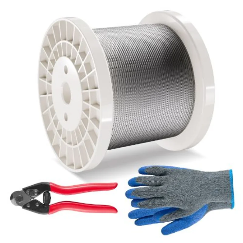 1/8 Inch 7x7 Strand T316 Stainless Steel Braided Aircraft Cable 1000FT With Accessories