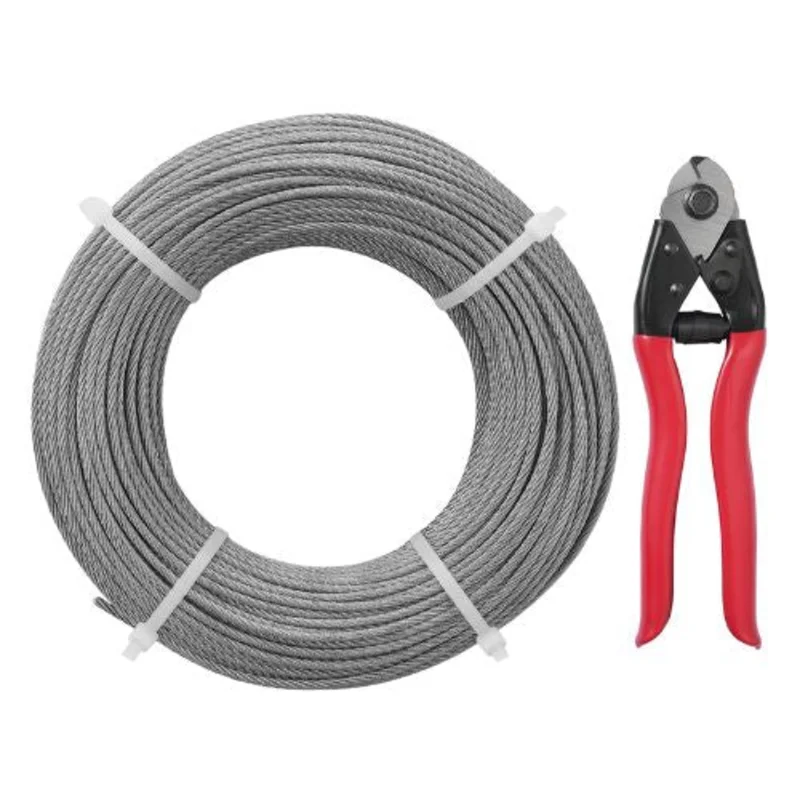 1/8 Inch 7x7 Strand T316 Stainless Steel Braided Aircraft Cable 300FT With Cable Cutter