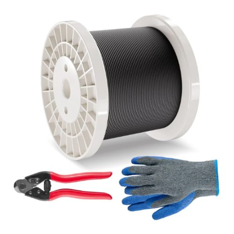 1/8 Inch 7x7 Strand T316 Stainless Steel Braided Aircraft Cable 500FT With Accessories
