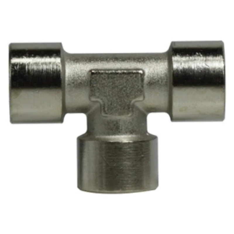 1/8 Inch Female BSPP 1/8 Inch 1/8 Inch Pipe Tee Nickel-Plated Brass 28930