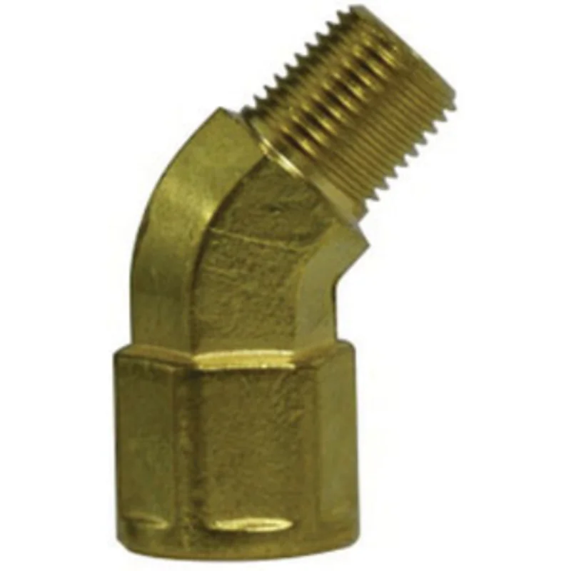 1/8 Inch Male BSPT 1/8 Inch 45-deg Elbow Nickel Plated Brass 28965