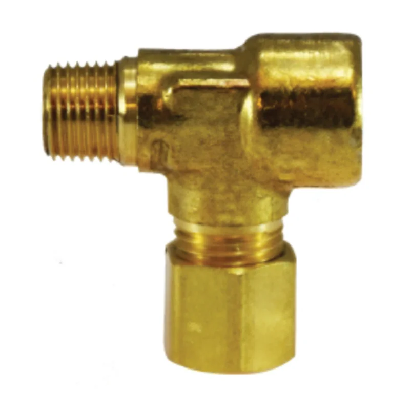 1/8 Inch Male NPTF 1/8 Inch FNPTF 3/16 Inch Compression Adapter Tee Brass 00076-0302