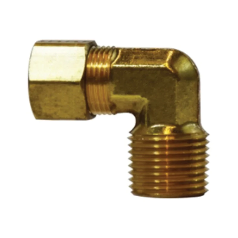 1/8 Inch Tube OD 1/16 Inch Male NPTF Aluminum and Thermoplastic Brass Elbow 18219