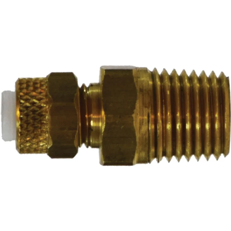 1/8 Inch Tube OD 1/8 Inch MNPTF Aluminum and Copper Tubing Adapter Brass 20268
