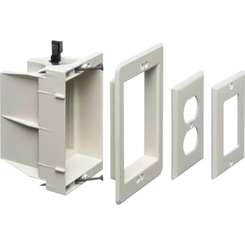 1 Gang Dual Voltage Recessed Electrical Box With Grounding Clip DVFR1W