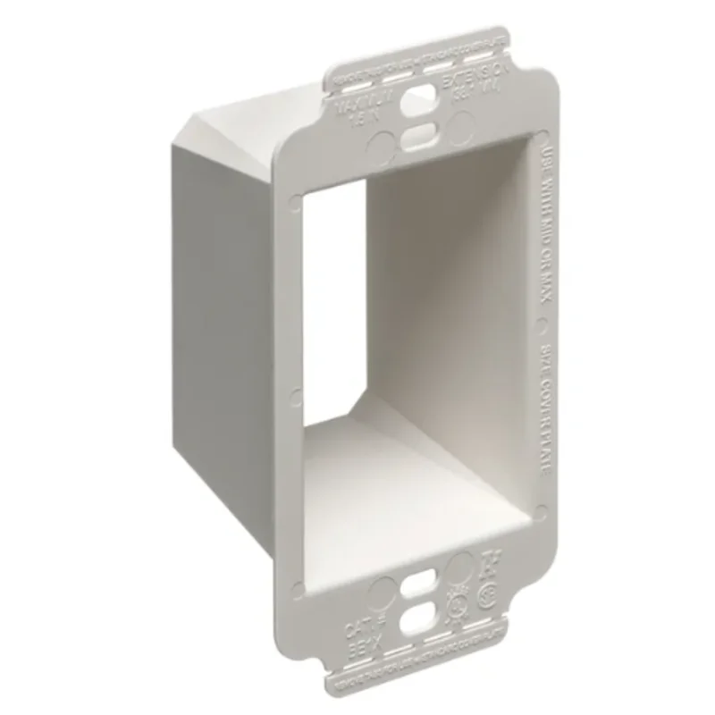 1 Gang Electrical Box Extender With Larger Flange for Flush Wall Installations BE1X