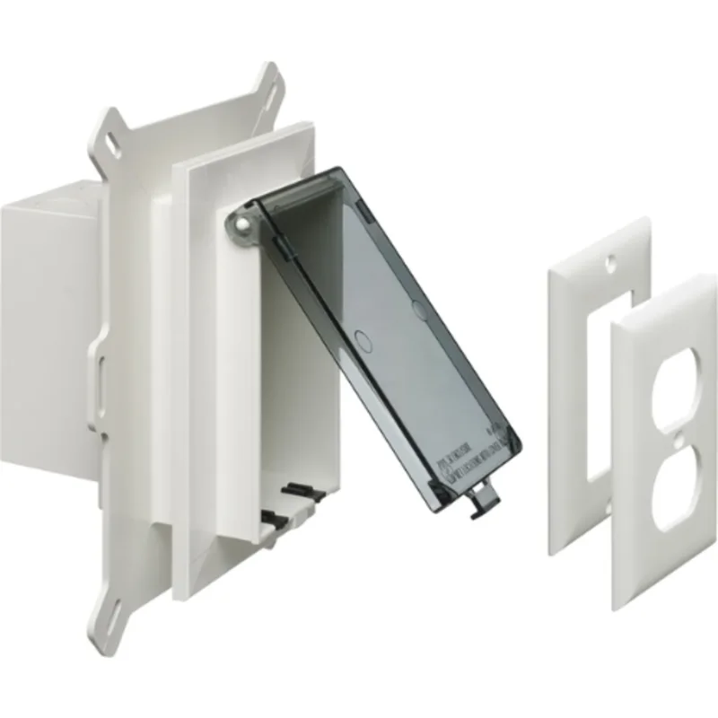1 Gang Low Profile Vertical Box For New Construction On Any Siding Clear Cover DBVS1C