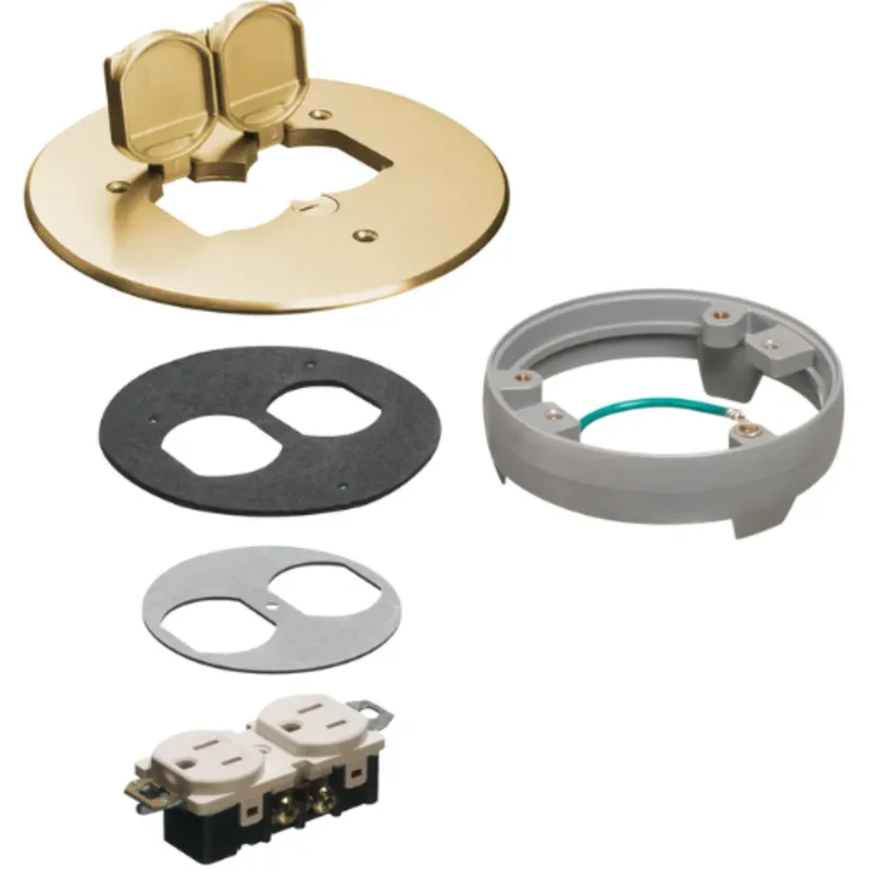 1 Gang Round Cover Kit With Leveling Ring For FLBC Floor Boxes Brass FLB6230MBLR