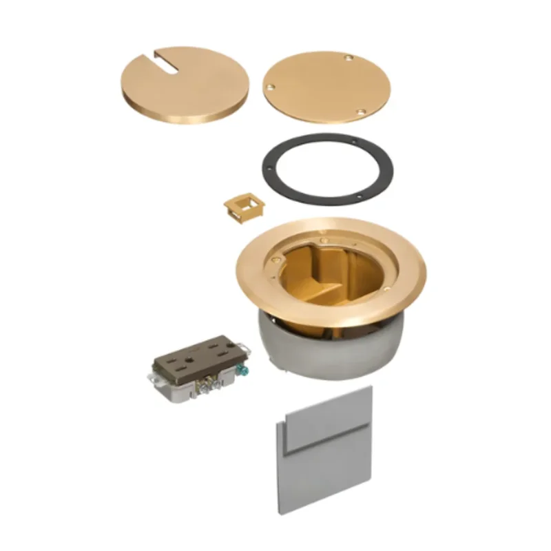 1 Gang Round Cover Kit With Leveling Ring For FLBC Floor Boxes Brass FLBC4560DMB