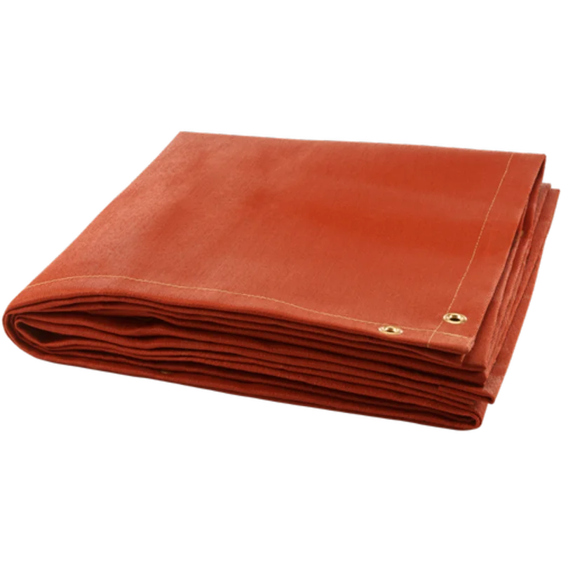 10 ft L x 12 ft W Silicone Coating 17 oz./sq.yd  Welding Blanket Red