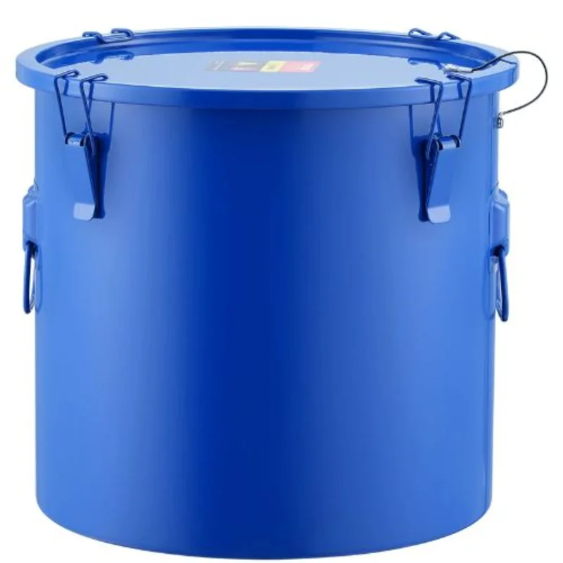 10-Gal Fryer Grease Bucket Carbon Steel with Rust-Proof Coating Lid Lock Clips Filter Bag  (Blue)