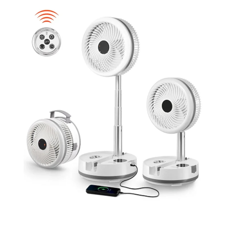 10 Inch 40000 mAh Battery Capacity Foldable Rechargeable Oscillating Fan 3-in-1 with Remote Control and 9 Adjustable Speeds