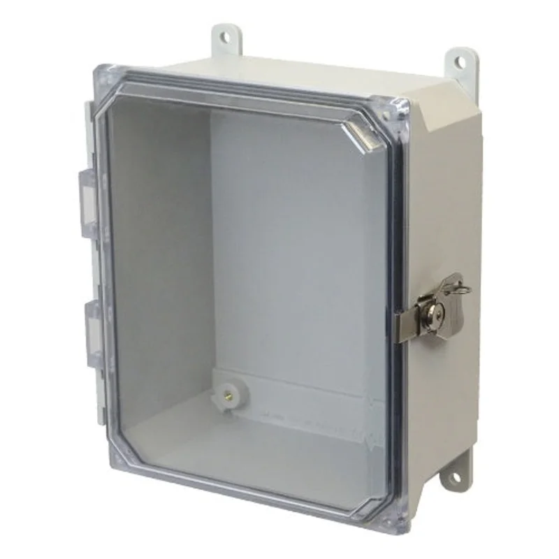 10 Inch Height Lockable Twist Latch Fiberglass Enclosure with Clear Covers AMU1084CCT