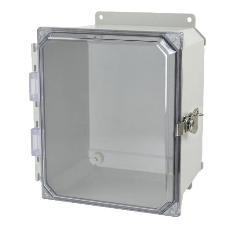 10 Inch Height Lockable Twist Latch Fiberglass Enclosure with Clear Covers AMU1086CCTF