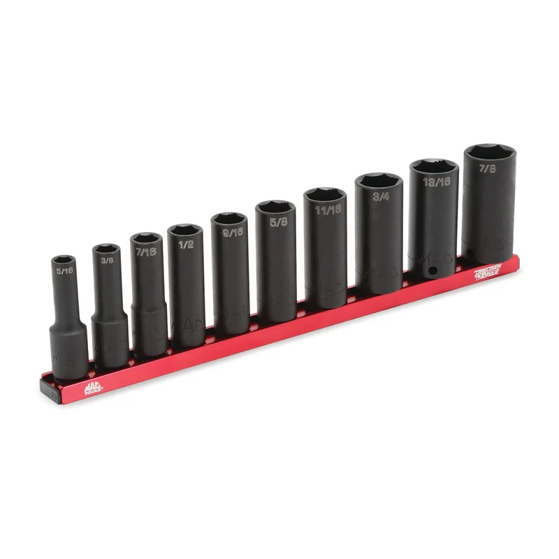 10-PC. 3/8" Drive SAE Deep Impact Socket Set - 6-PT.