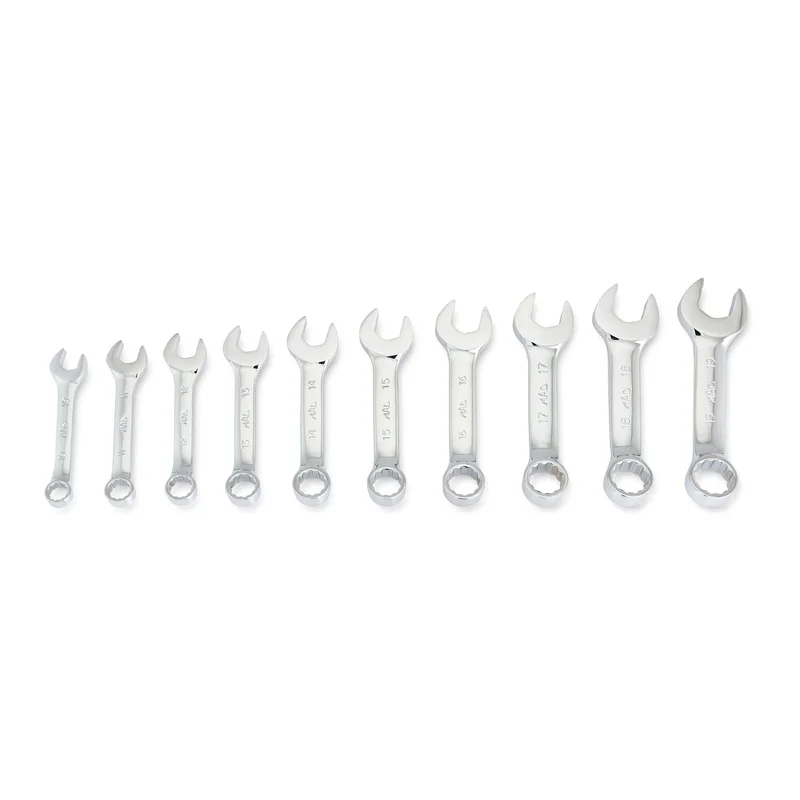 10-PC. Metric Knuckle Saver Stubby Combination Wrench Set - 12-PT.