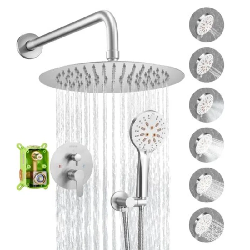 10" Round Rainfall Shower System with Handheld (Brushed Nickel)