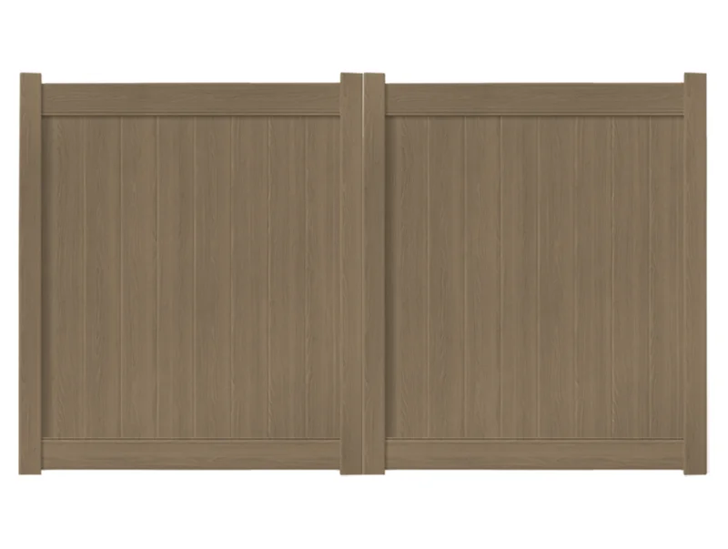 10 x 6 Weathered Cedar Double Drive Vinyl Gate